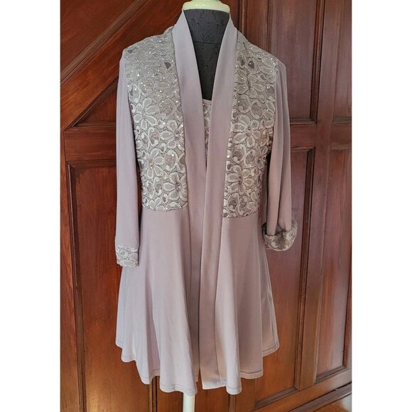R & M Richards Jacket size 10 Mocha Mother Of Bride Formal - Picture 1 of 4